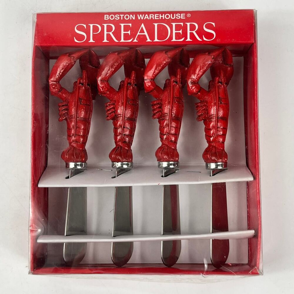 Boston Warehouse Lobster Handle Spreader Knife Set 4pc Stainless Steel 1999 NIB